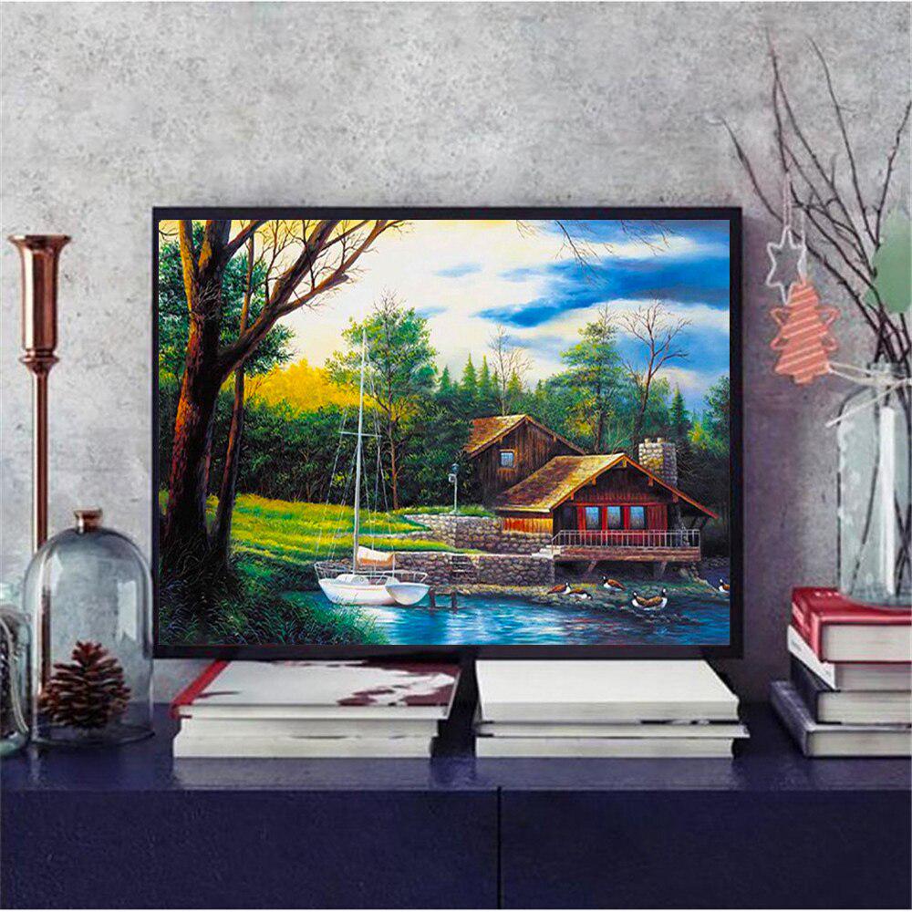 5D DIY Diamond Painting House Full Square Round Diamond Embroidery Tree Rhinestone Kit Home Decoration