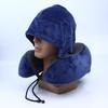 Memory Foam Travel Neck Pillow Soft Hooded Design Adjustable Strap Washable Cover for Flight Camping Nap