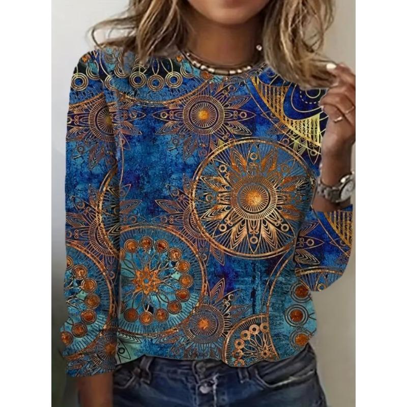 Camiseta de Otoño para Mujer de Manga Larga Estampado de Gato Lindo Calle Casual Cuello Redondo Jersey Ropa Oversize