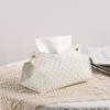 Tissue Box PU Leather Tissue Holder Smooth Dispensing Decorative Paper Towel Case Simple Style Organizer for Home Office Desktop
