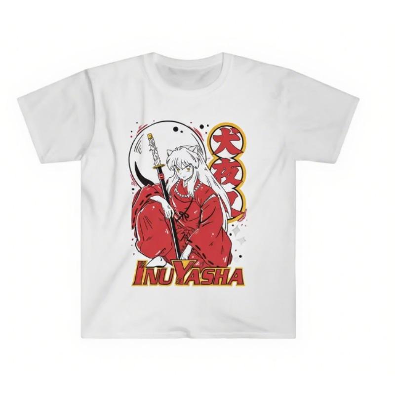 

Trend Summer 2025 Cosplay Anime Inuyasha Sesshomaru T-shirt Red Moon Inu Yasha Anime Black Short Sleeve Soft Oversized T Shirt S