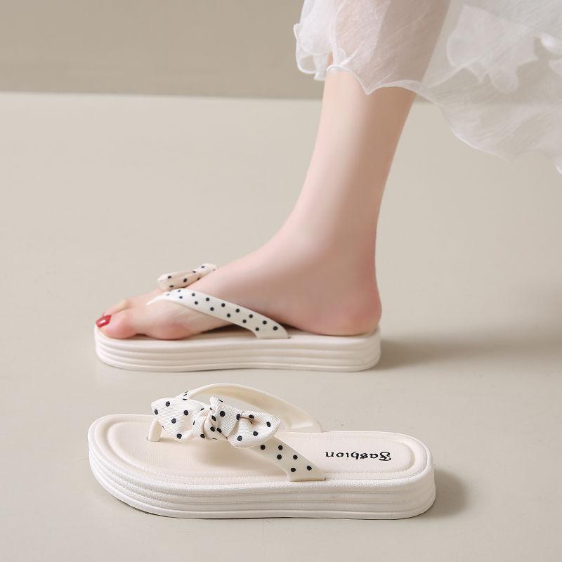 Shoes Kawaii with Bow Flat White Women's Flip Flops Slippers and Ladies Sandals Designer Luxury Low Price Non Slip Casual Slides