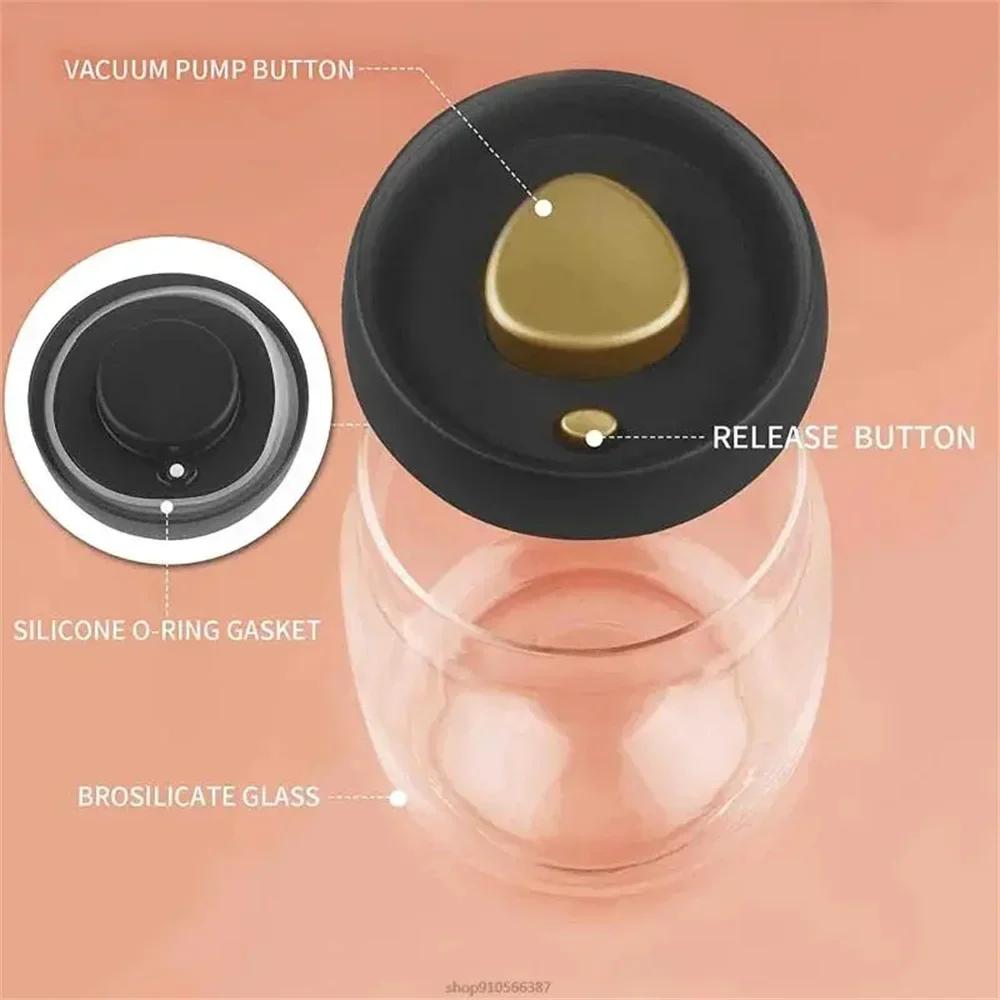 Coffee Bean Vacuum Sealed Tank Glass Mason Jars with Lid Household Food Storage Moisture-proof Air Extraction Airtight Container