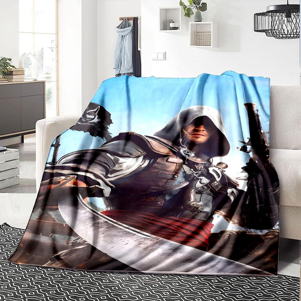 1 Stück Assassin's Creed Decke, Geschenk, für Männer und Frauen, Weiche Decke, Gut für Sofabett Couch Reisen, Leichte Flanelldecke
