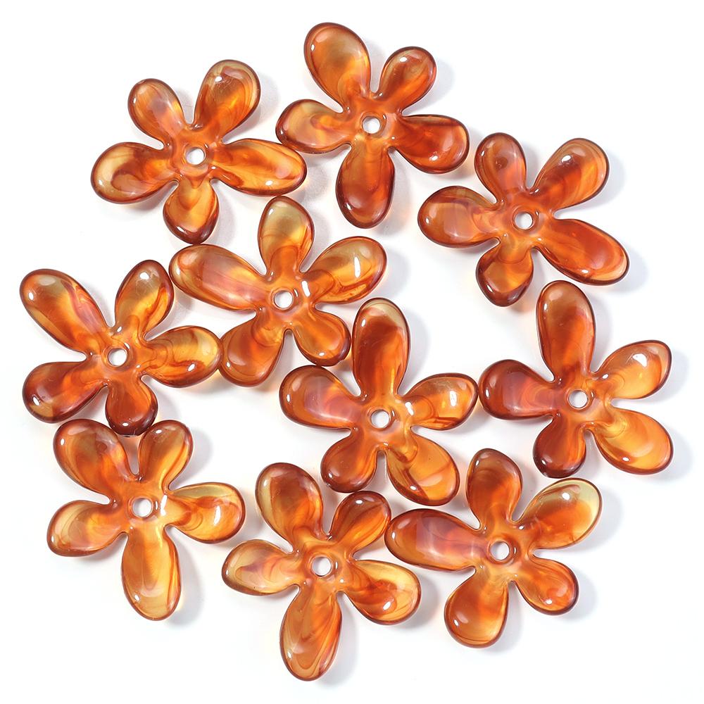 10Pcs Irregular Flower Acrylic Beads Dual Color Flower Spacer Beads Charms Bead Caps For Jewelry Making Diy Bracelet Necklace