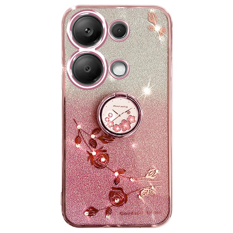 KADEM For Xiaomi Redmi Note 13 Pro 4G/Poco M6 Pro 4G Phone Case Rhinestone Decor Ring Kickstand TPU Cover