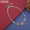 925 Sterling Silver Four-Leaf Clover Side Chain Bracelet Gift Jewelry