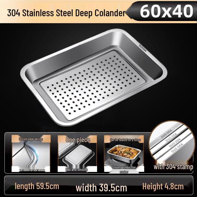 Zhebu 304 Stainless Steel Rectangular Meal Prep Tray