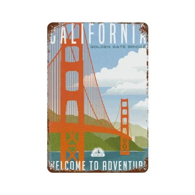 Vintage City View Metal Tin Signs  Landscape Plaque Wall Decoration Posters for Man Cave Home Cafe Garden Club Bar  Iron Pain