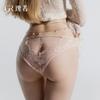 Women's Lace Rhinestone Chain Sheer Elastic Low Rise Briefs
