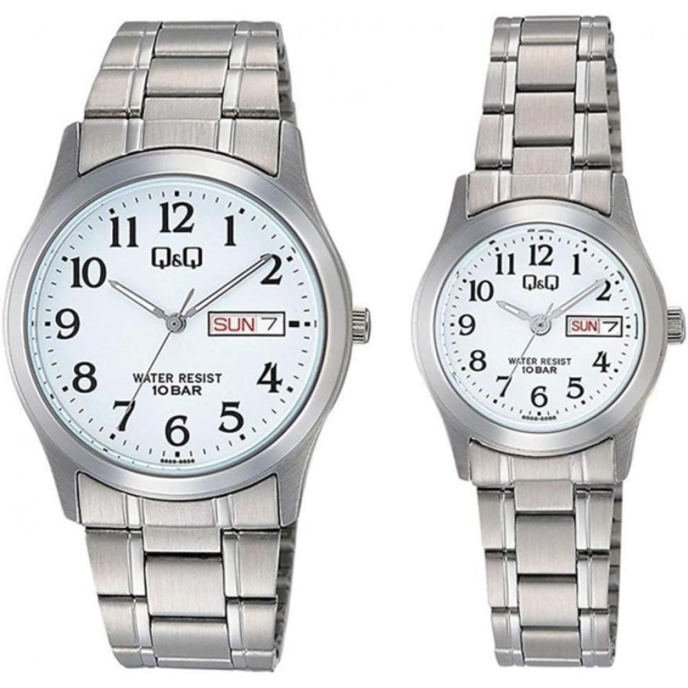 

CITIZEN [Citizen] Пара часов QQ Белый циферблат Аналоговые Серебряные Ретро W472W473 204 Часы [Подлинные Отечественные]
