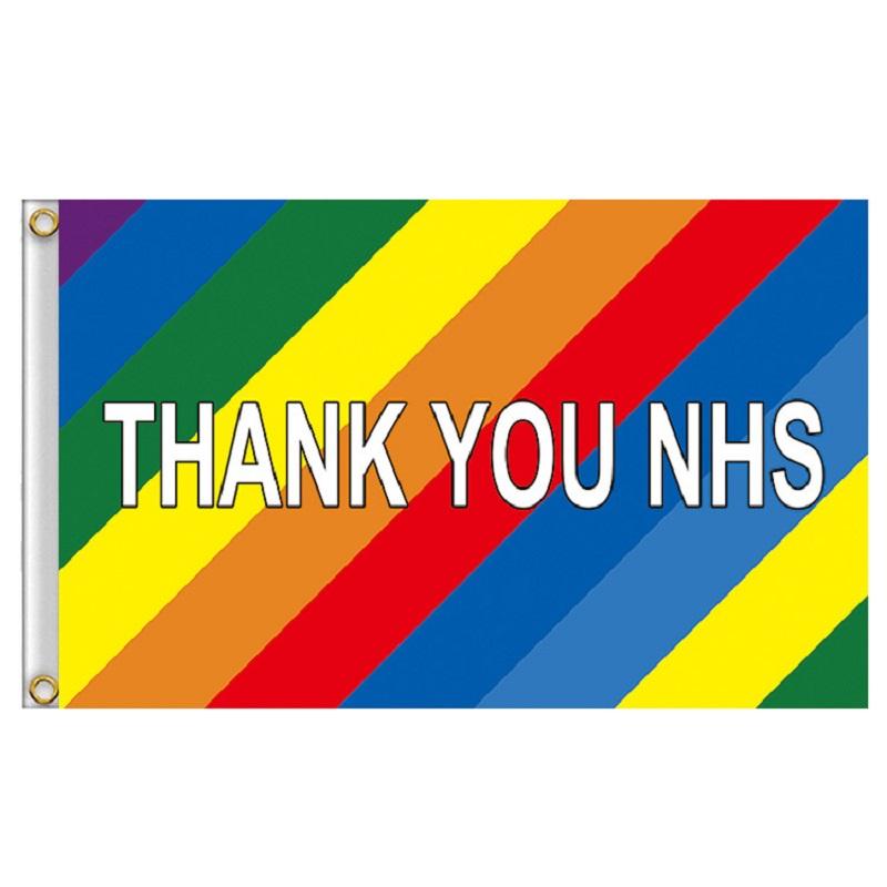Premium Quality Thank You Nhs Flag In Red Blue White And Rainbow 3x5 Feet