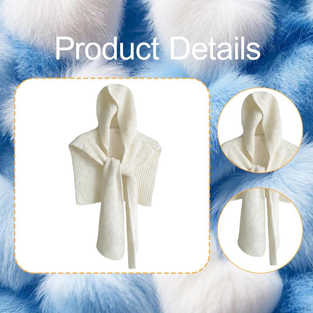 Knitted Scarf Neck Warmer with Hoodie for Women Autumn Men Female Winter