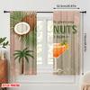 2pcs 2D Flat Printing Scene Curtains Coconut Life Rum Cocktail Polyester Without Electricity Festive Curtains Perfect for Photo