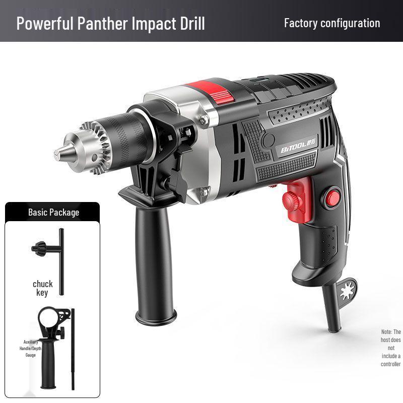220V Multifunction Handheld Electric Drill & Screwdriver with Pistol Grip, Hammer & Power Tool Functions.