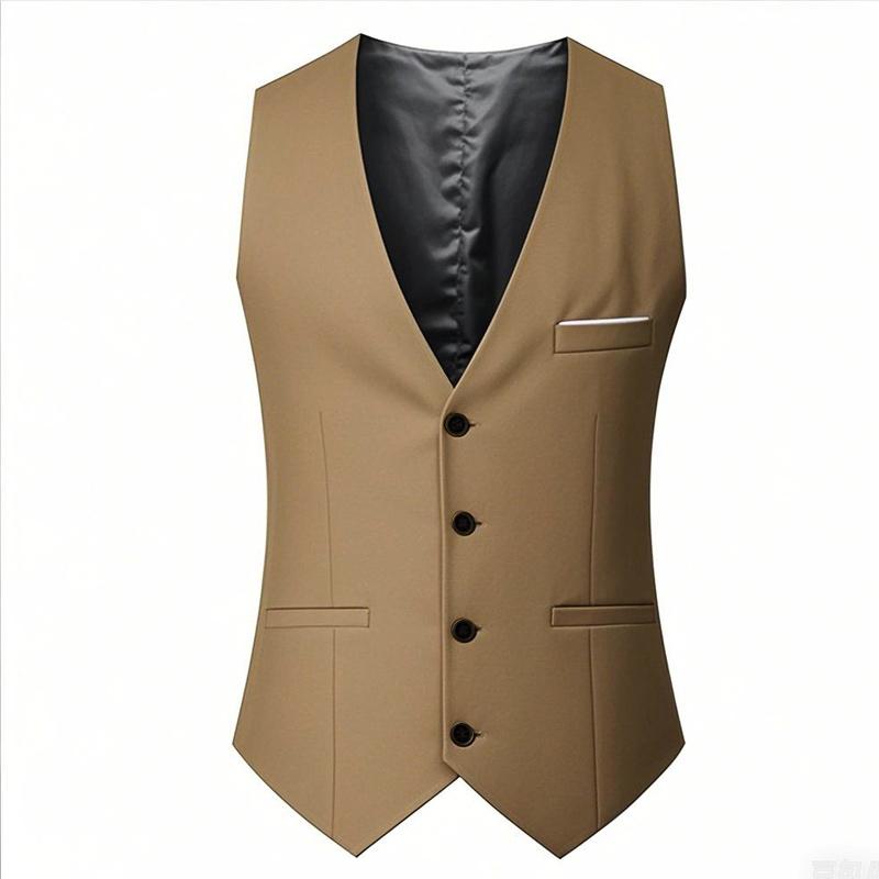 Gilet da Uomo Primavera/Estate Senza Maniche con Vita Regolabile Monopetto Monocolore Gilet da Abito da Lavoro Matrimonio