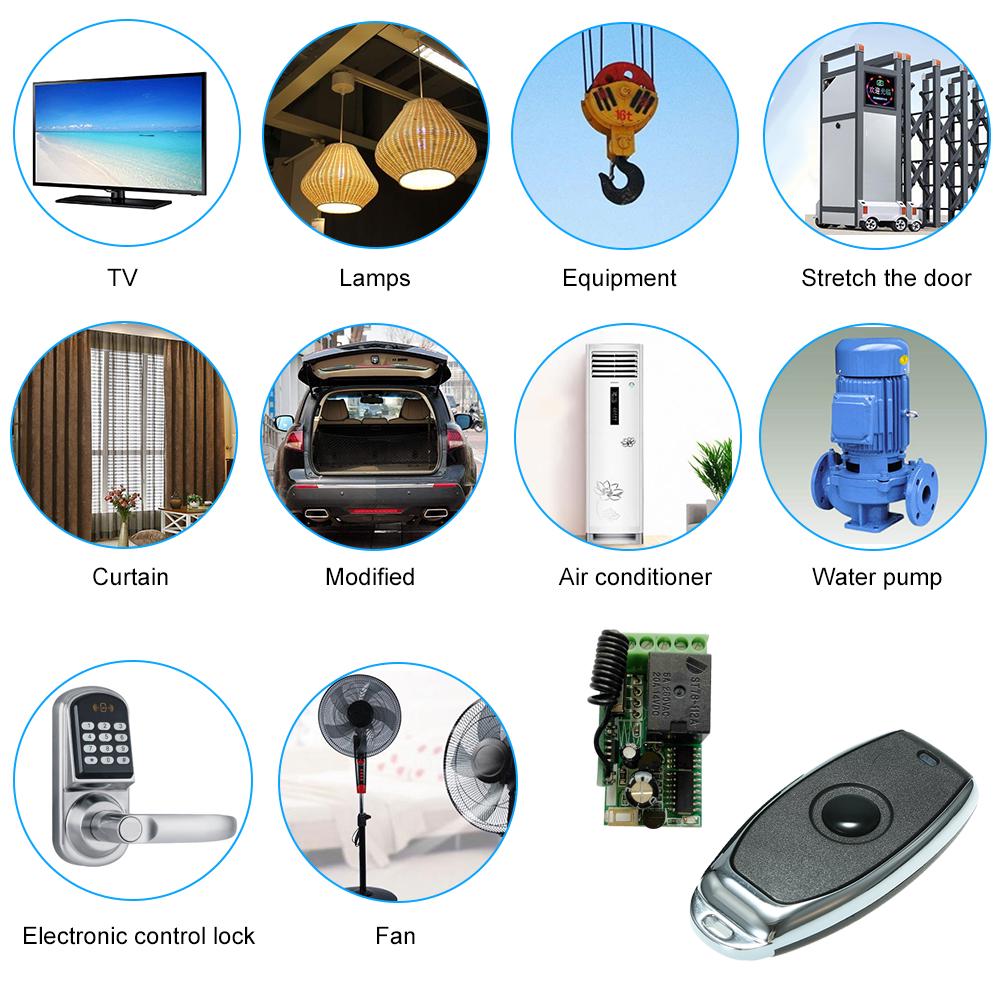 43300CMhz   12V   RF Remote Control   Relay Receiver Module   1CH Wireless Control   + 1PCS RF 433 Mhz Transmitter Remote Contro