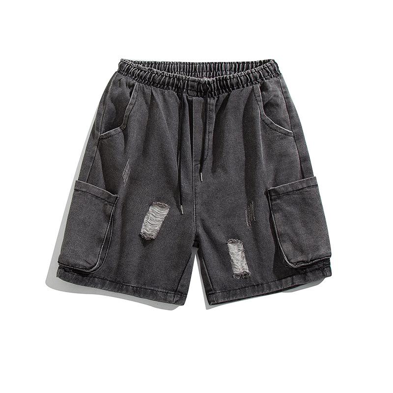 

Мужские модные джинсовые шорты свободного кроя с рваными деталями и большими карманами - Универсальные летние повседневные шорты прямого кроя для работы. XXXL серый