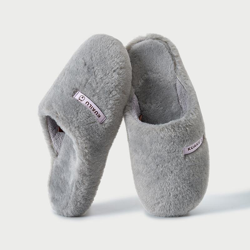 Weiche Hausschuhe, Bett-Baumwollpantoffeln, Damen Indoor Zuhause rutschfest und warm, einfache Halbschlappen-Baumwollschuhe können draußen getragen werden