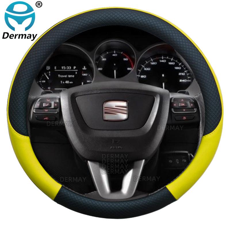 

100% бренд DERMAY из искусственной кожи, чехол на руль автомобиля для Seat Altea XL/Freetrack Altea Prototipo Auto жёлтый