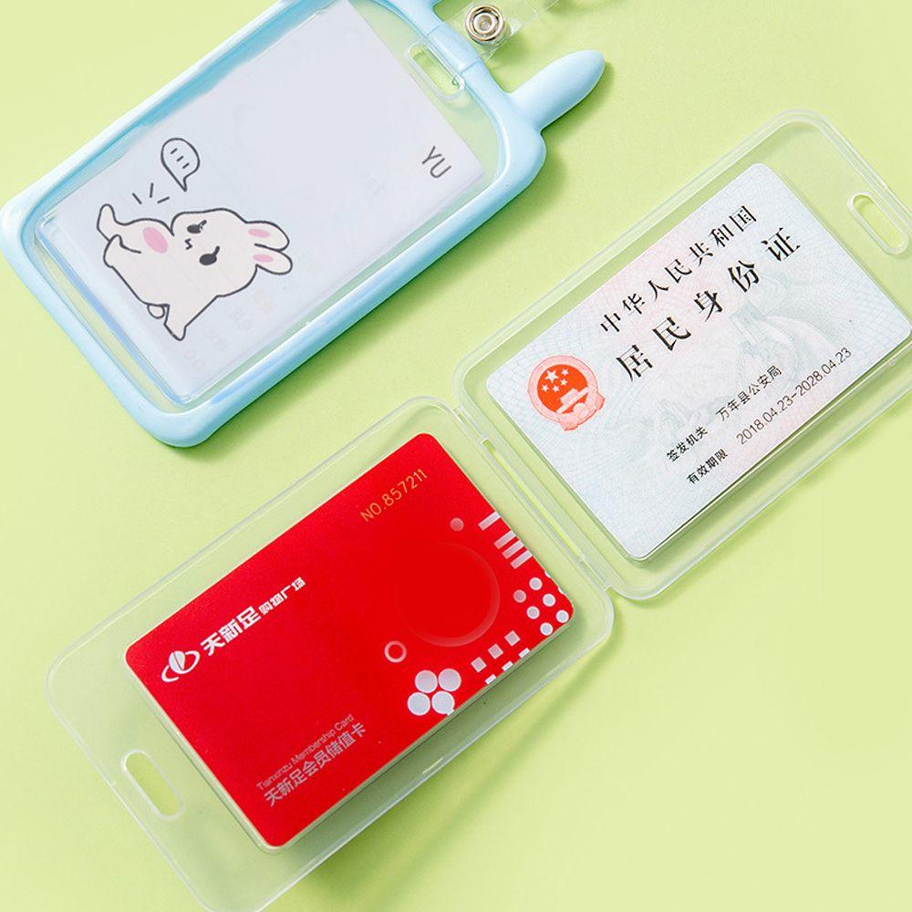 

Transparent Rabbit Cat Student Card Holders Card Access Control Card Storage Cover Korean Card Case blue-cat