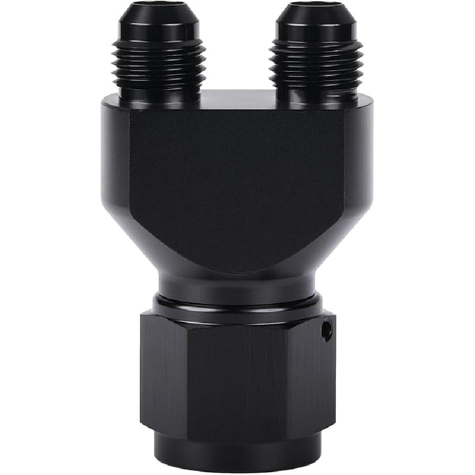 10AN Female to Parallel Dual 10AN 10AN Male Y Block Fuel Fitting Splitter Adapter Connector Aluminum Black