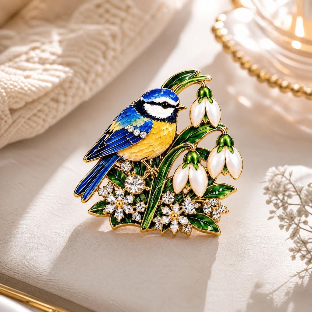 Blue Tit Brooch, Alloy Bird Pin for Women, Cute Lapel Pin for Jackets and Hats