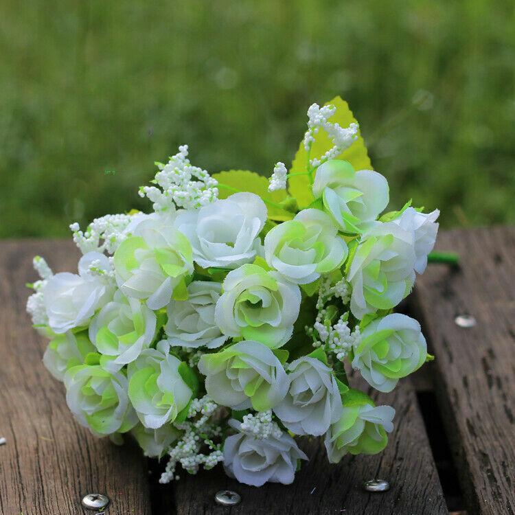 

Искусственные маленькие розы с 21 головкой, шелковые цветы, свадебный букет, домашний декор, США