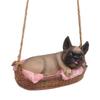 Garden Dog Statue Outdoor Resin Swing Ornament Hanging Decoration Home Bulldog Animal Gift Gray