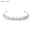 LUOTEEMI Large Wedding Tiara and Crown Flower Girl Zircon Pin New Crystal Bridal Hair Accessory