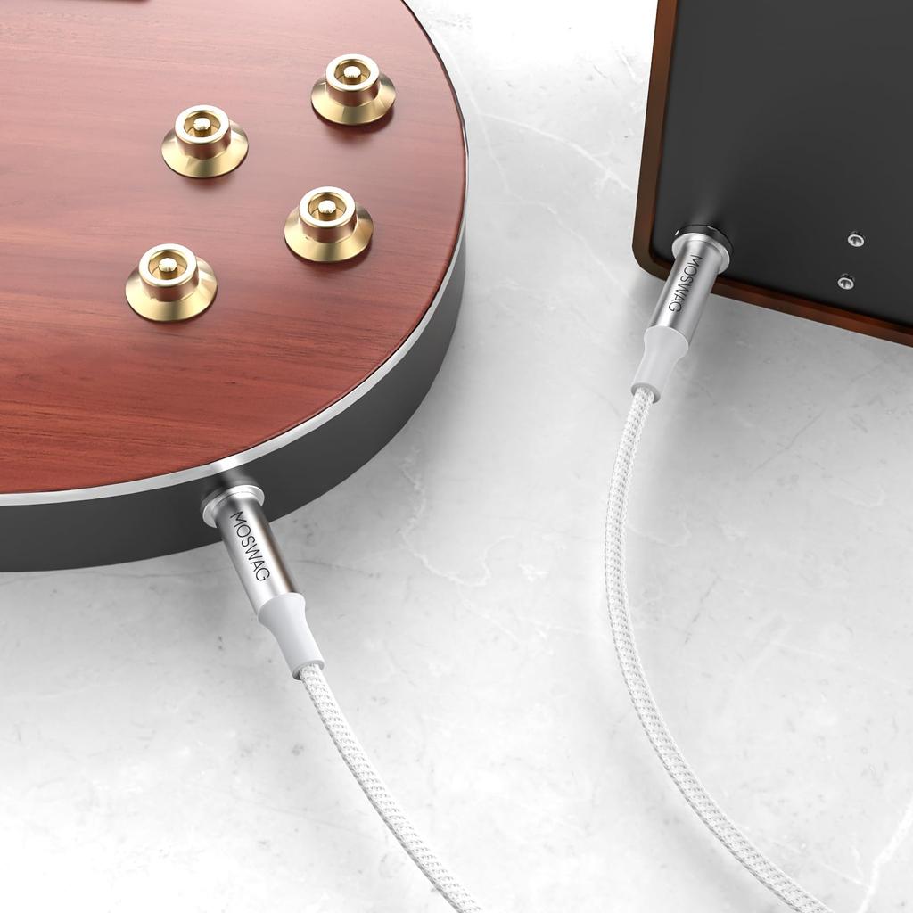 Guitar Line Stereo Standard Plug Wire Male to Male 10m Jack Instrument Nylon Suitable for Electric Speaker 6.35mm (10m) Reed, Braid, Guitar, Bass,