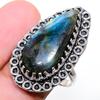 Labradorite Gemstone Handmade 925 Sterling Silver Jewelry Ring Size 8
