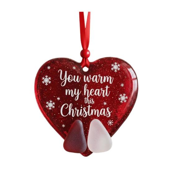 Friendship Christmas Ornaments Handmade Heart/Bell/Tree Shaped Sea Glass Ornament for Christmas Tree Friendship Keepsake for Best Friends