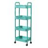 4 3-Tier Plastic Rolling Utility Cart Multi-Functional Storage Trolley for Bedroom Kitchen Movable Storage Organizer with Wheels