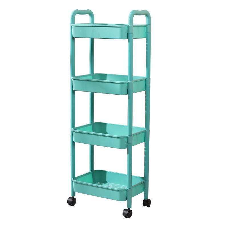 Chariot utilitaire roulant en plastique à 3 niveaux Chariot de rangement multifonctionnel pour chambre à coucher cuisine Organisateur de rangement mobile avec roues