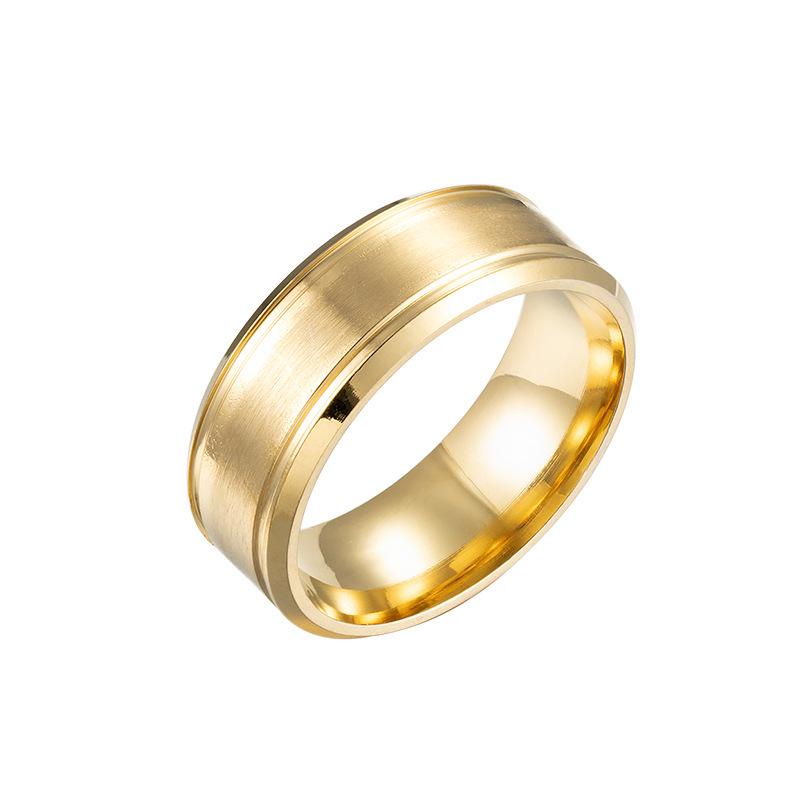 Hoshiai Stainless Steel Matte Beveled Edge Men's Ring, 8mm
