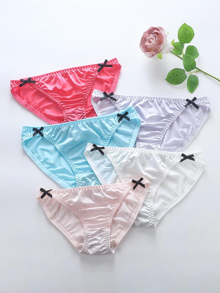 Women's Seamless Ice Silk Low-Rise Bow Underwear - Comfortable & Breathable