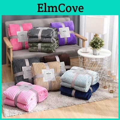 Luxury Polyester Plush Throw Blanket With Thick Coral Fleece For Winter Home Use
