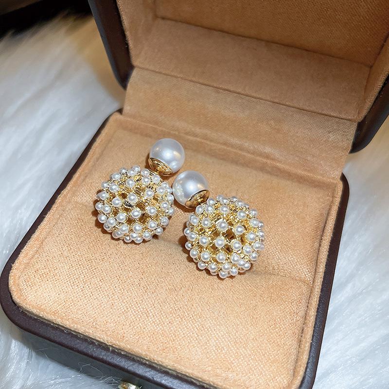 Francouzské retro geometrické náušnice s perlou - Exagerovaná high-end móda pro ženy