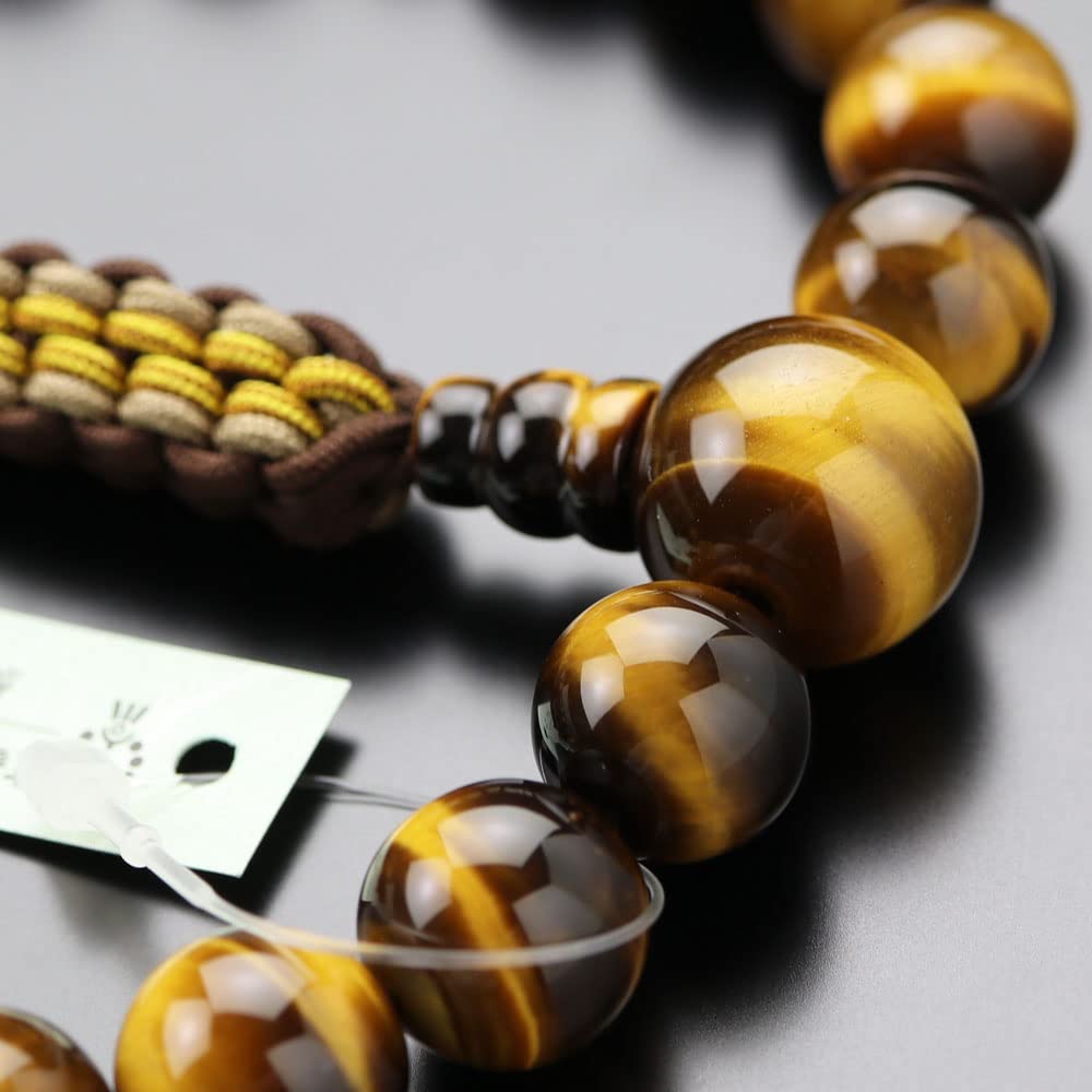 Jodo Shinshu Prayer Beads for Men 22 Beads Tiger Eye Stone String Prayer Beads Kyoto Prayer Beads Shinshu Buddhist Disciples Tiger Eye Stone Tiger Eye