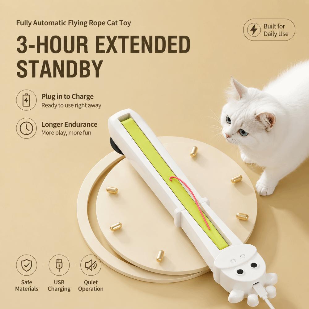 Throws Ropes Electric Cat Teaser Automatically Tightens Flying Rope Cat Toy  Relieve Boredom