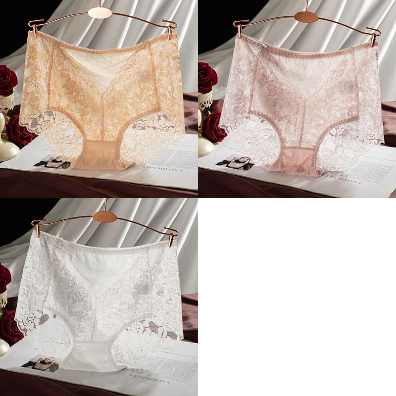 Women High Waist Briefs Lace Floral Panties Sexy Transparent Underwear Seamless Female Hollow Out Lingerie