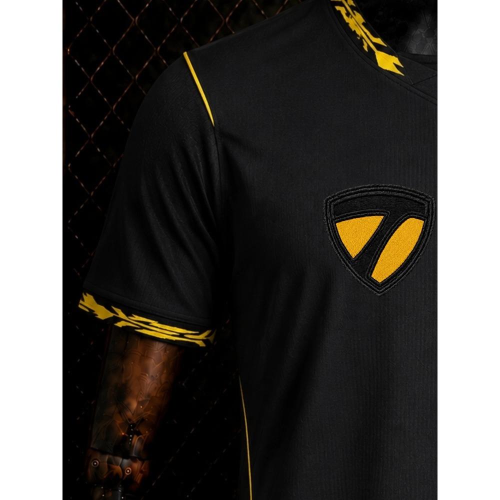 Black football jersey, black and yellow design, suitable for all occasions