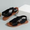 Novas sandálias femininas da moda verão fivela tira plana sapatos de praia sólidos tira traseira peep toe sandálias femininas tamanho grande 43