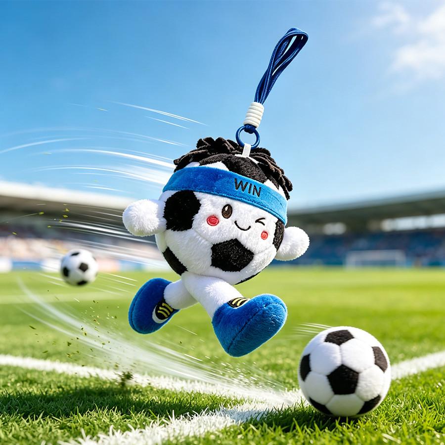 Cute Embroidered Football Plush Keychain With Pp Cotton Filling For Gifts And Decor