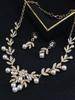 3PC Women's Flower Pearl Zircon Set with rhinestone necklace, earrings, Zircon accessories, party and holiday gifts