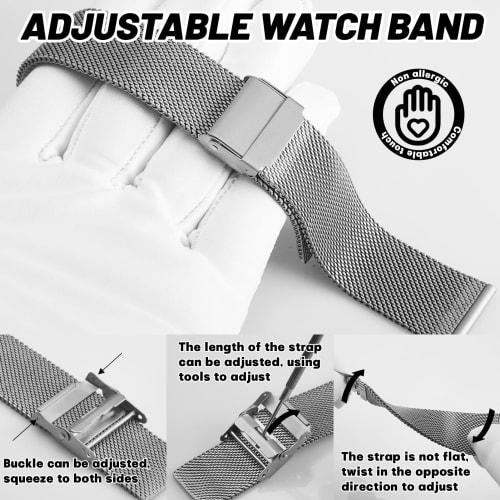 YUZEX Pure Titanium Watch Band for Men and Women, 21mm Quick Release Mesh Watch Strap, Soft, Lightweight, Skin-Friendly, Adjustable, Ventilated Titani