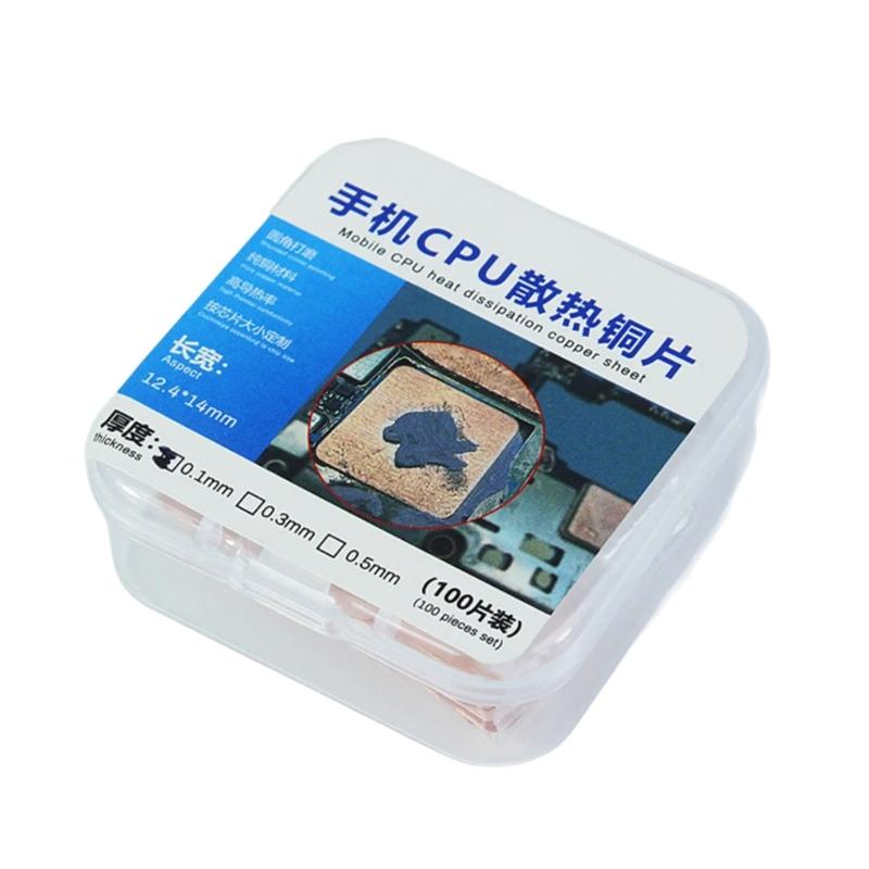 

Pack of 100 Thermal Pad High Thermal Conductivity Copper Sheet for Phone CPU Cooling Temperature Reduction Heatsink