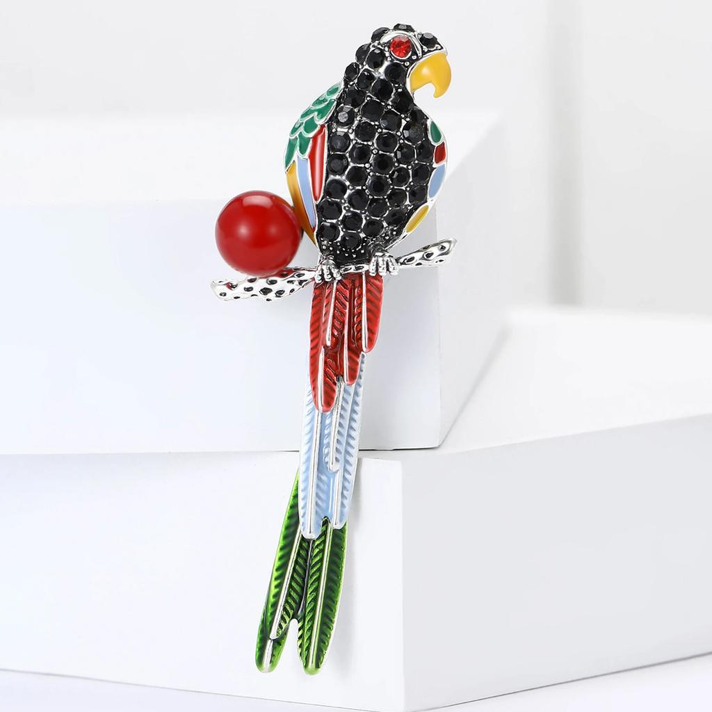 Rhinestone Parrot Brooches for Women Unisex Animal Pin Bird Lapel Pins Event Funny Luxury Gifts New Year Friends Decoration