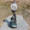 Solar Elephant Lamp Garden Elephant Statue with LED Light Outdoor Elephant Figurine with Lighted Ball for Courtyard Patio Balcony Decor